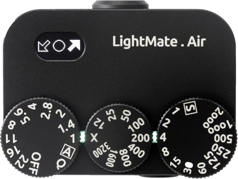 LightNova Store LightMate AirPro Light Meter Photography, 35° Wide-Angle Reflective Digital Exposure Meter, Rechargeable 20H Battery Life, 3 Dials Retro Exposure Indicator, for Leica & Other Film Cameras, Black Metal - Image 1